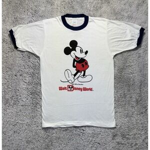 Vtg Tropix Togs Mickey Mouse Ringer‎ Tee Walt Disney World 70s Single Stitch M